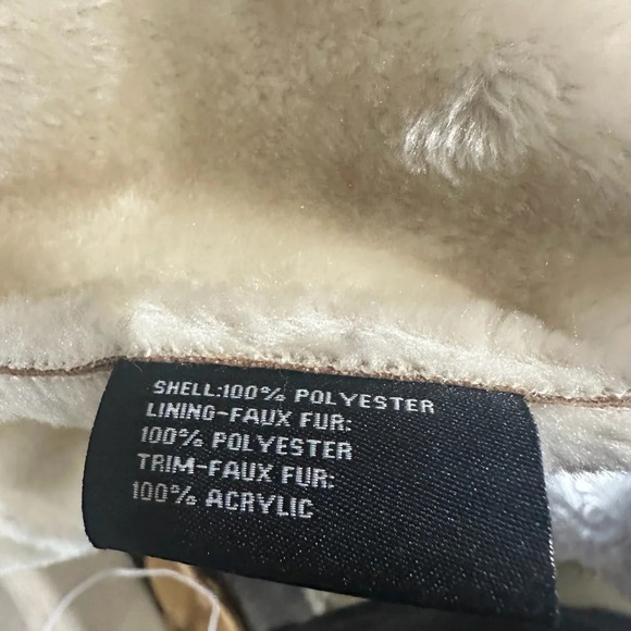 Vintage KC Collections Women’s XL Beige Faux Fur Hooded Jacket Coat - Picture 9 of 9